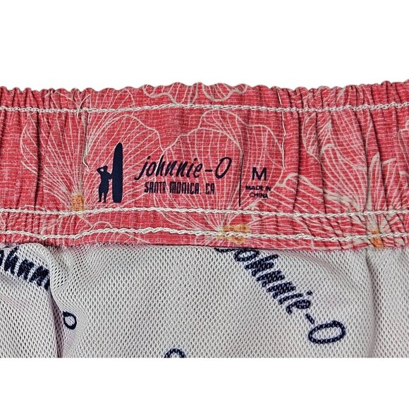 Johnnie-O Floral Swim Trunks Shorts Pink Men's Medium Lined Drawstring Pockets - Picture 5 of 13